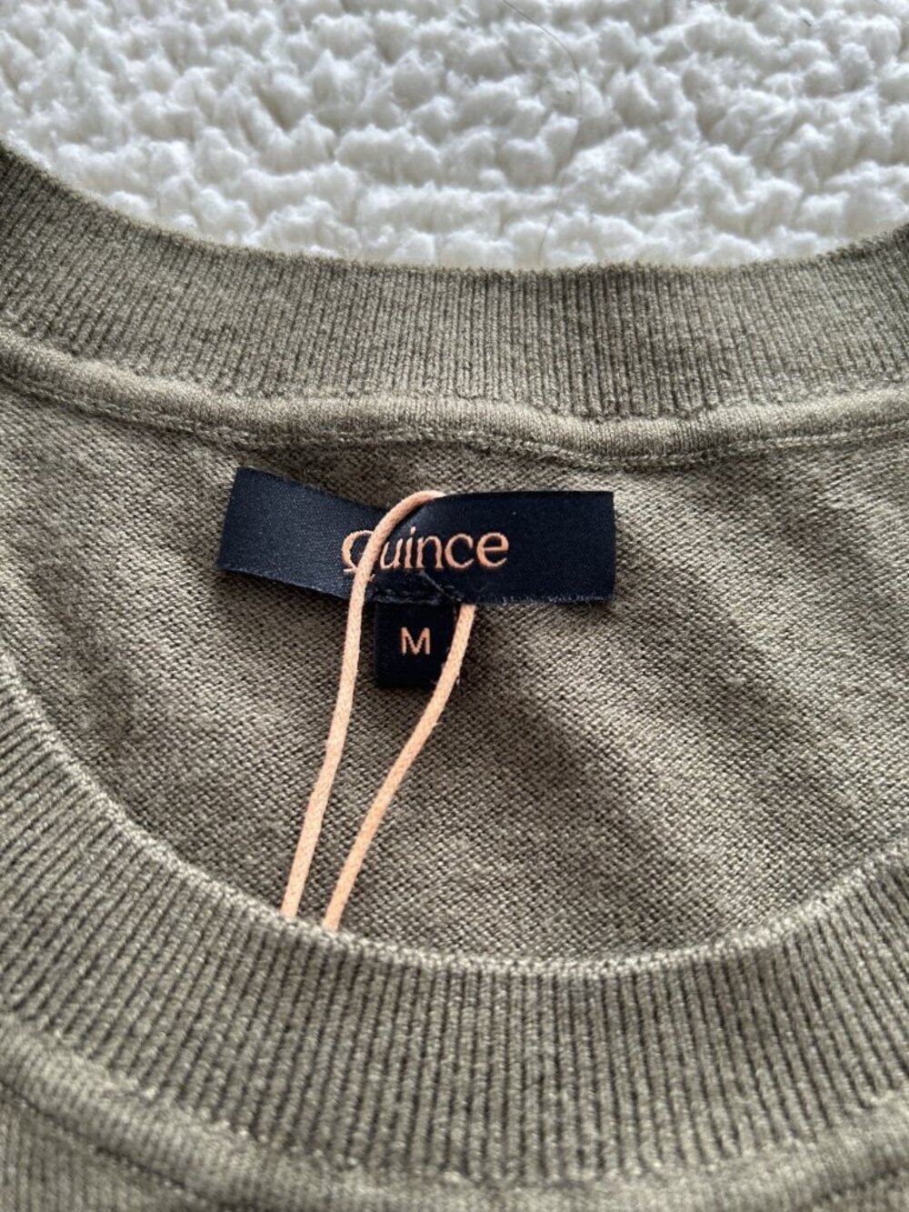Quince Lightweight Cotton Cashmere Crew Neck Long Sleeve Sweater Olive Size M - Picture 13 of 16